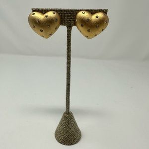 precious Swarovski Gold and Crystal Heart Clip on Earrings